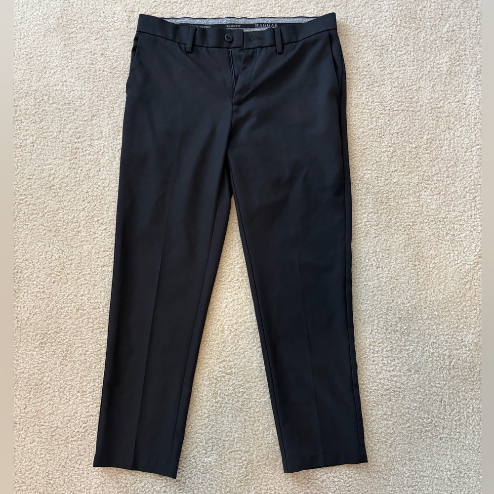 Haggar Men's Cool 18 Pro Slim Fit Flat Front Super Flex Waistband Casual Pant